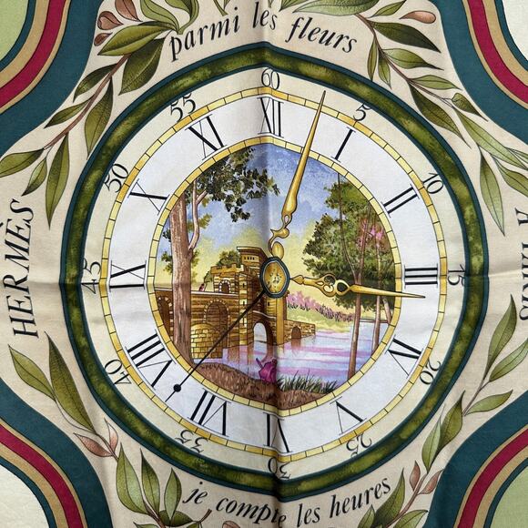 Hermes La Ronde des Heures/ Parmi les Fleurs Silk Scarf, Carre 90 - Picture 5 of 15